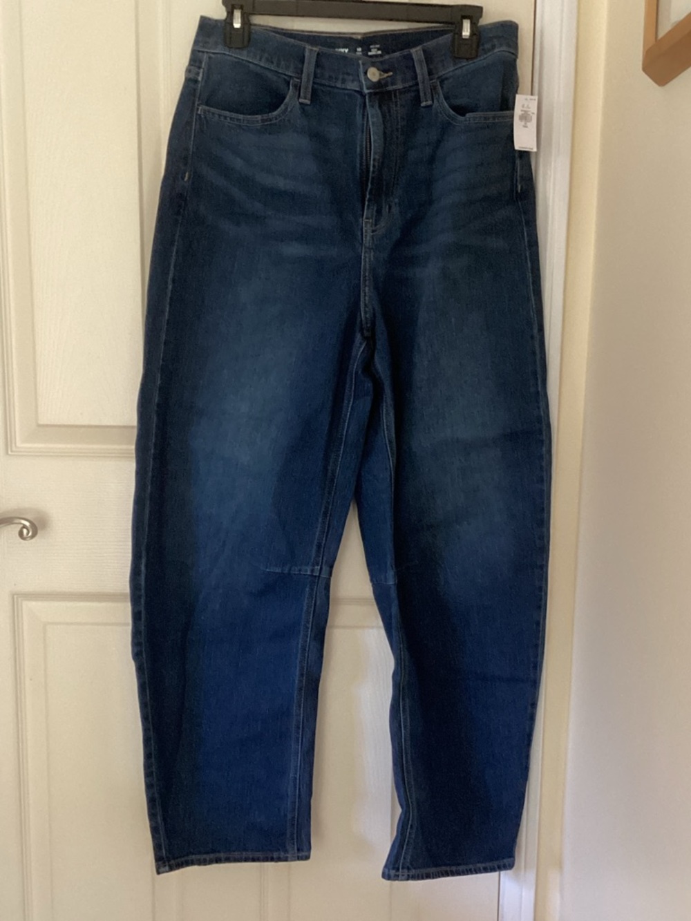 Old Navy Women’s Jeans Size 10 Tall Wow Barell Wide Leg High Blue Stretch Denim